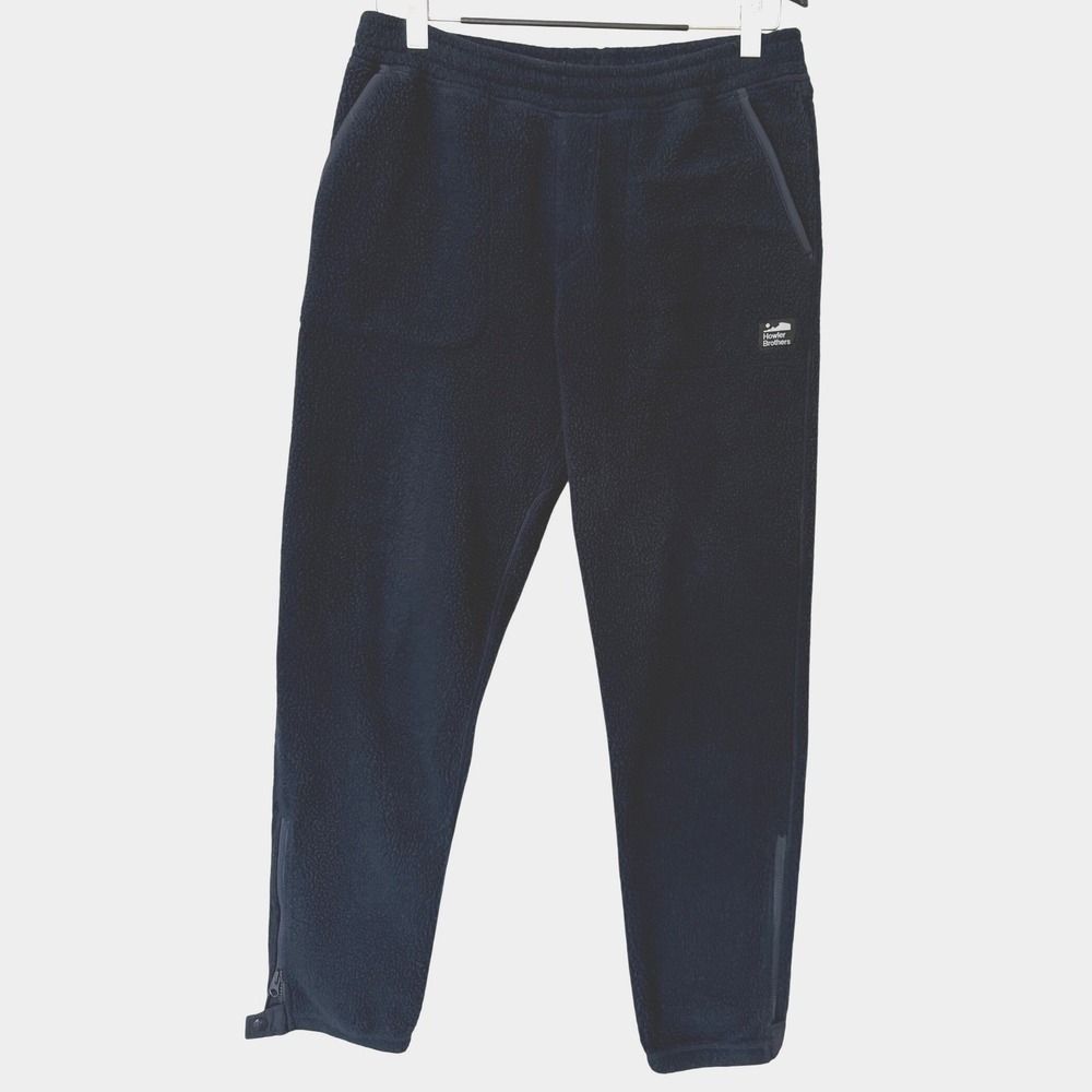 Howler Brothers Mens Large Deep Blue Fleece Sherpa Sweatpants Ankle Zip Pants